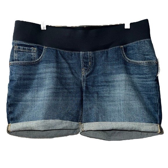 Old Navy Maternity OG Straight Front Low Panel Denim Jean Shorts Size 12 - Picture 2 of 6